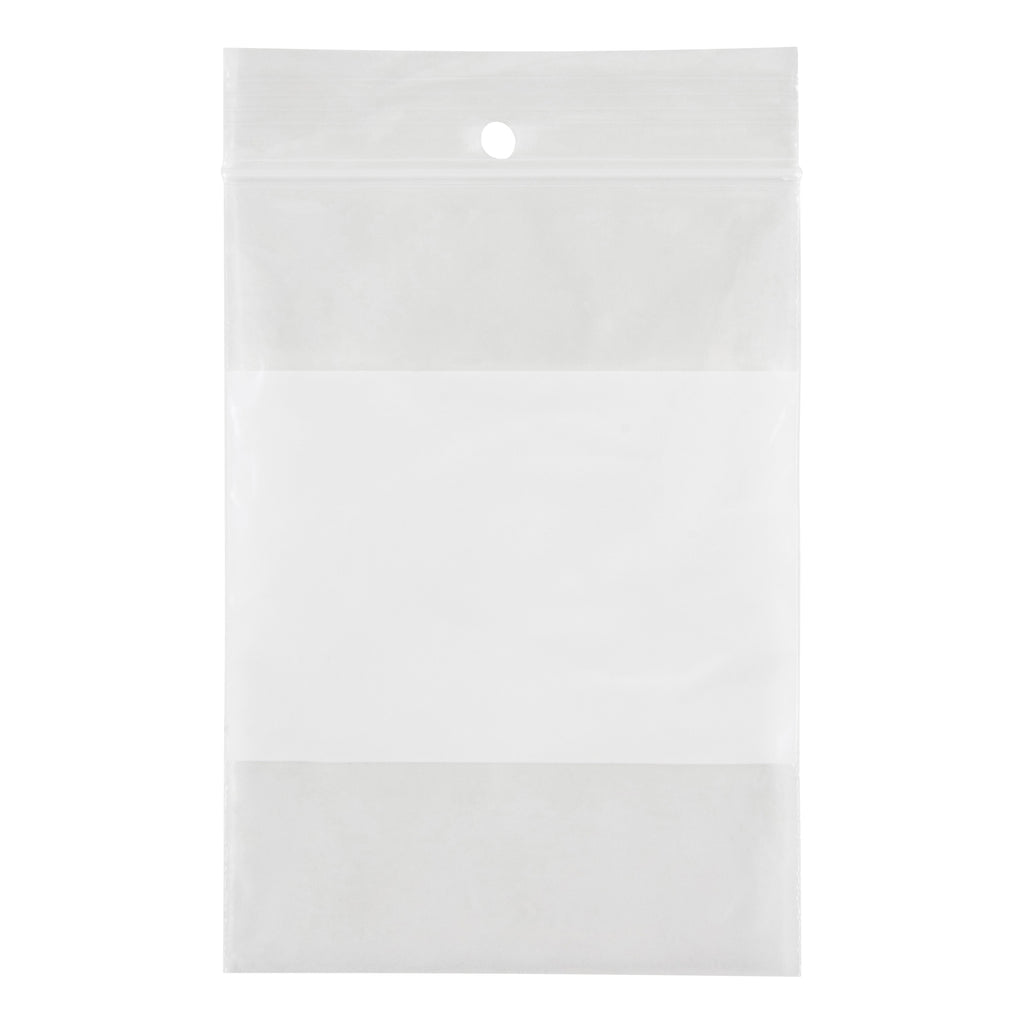 Kleton PF916 White Block Reclosable Bag, 4 in L x 3 in W x 2 mil THK, Polythene, Zipper Closure