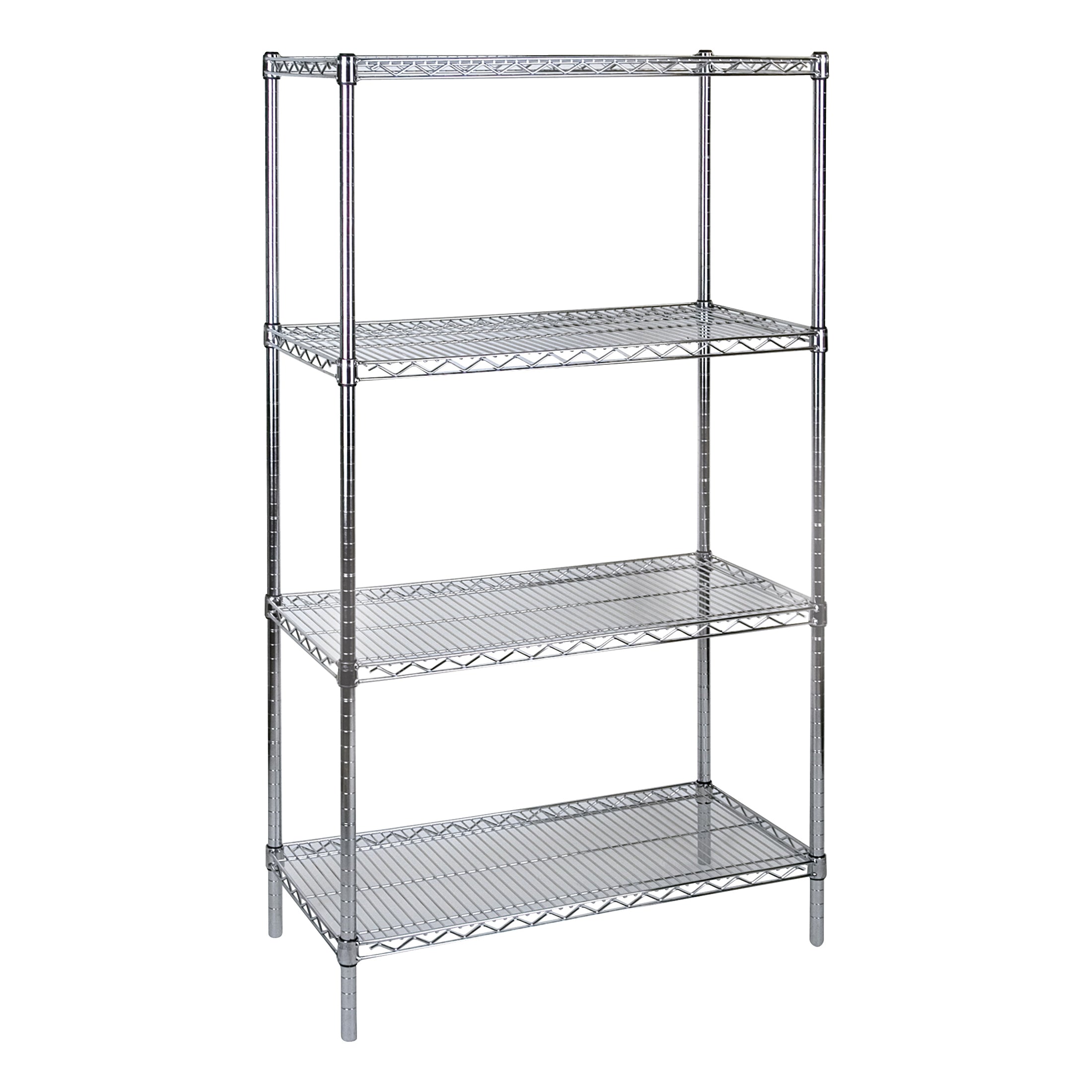 Kleton RL907 Heavy Duty Starter Kit Wire Shelving, 63 in H x 30 in W x 14 in D, 4 Shelves, 800 lb Shelf
