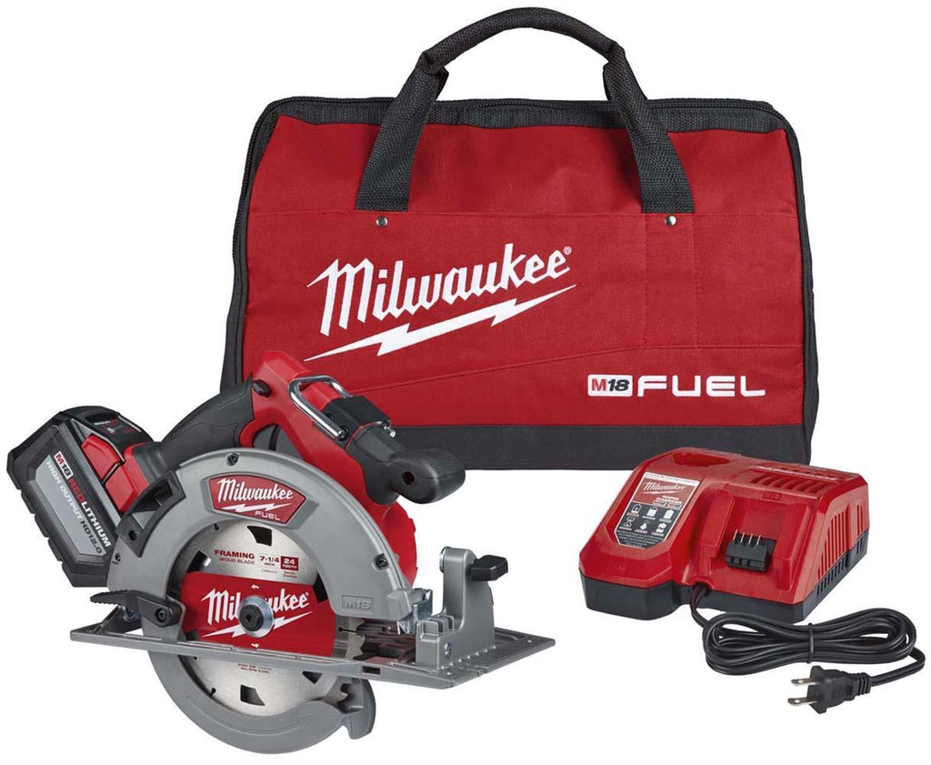Milwaukee® 2732-21HD M18™ FUEL™ Depth Adjustment Electric Cordless Circular Saw Kit, 7-1/4 in Dia Blade, 5/8 in Arbor/Shank, 18 V, 2-1/2 in D Cutting, Li-Ion Battery, Right Blade Side