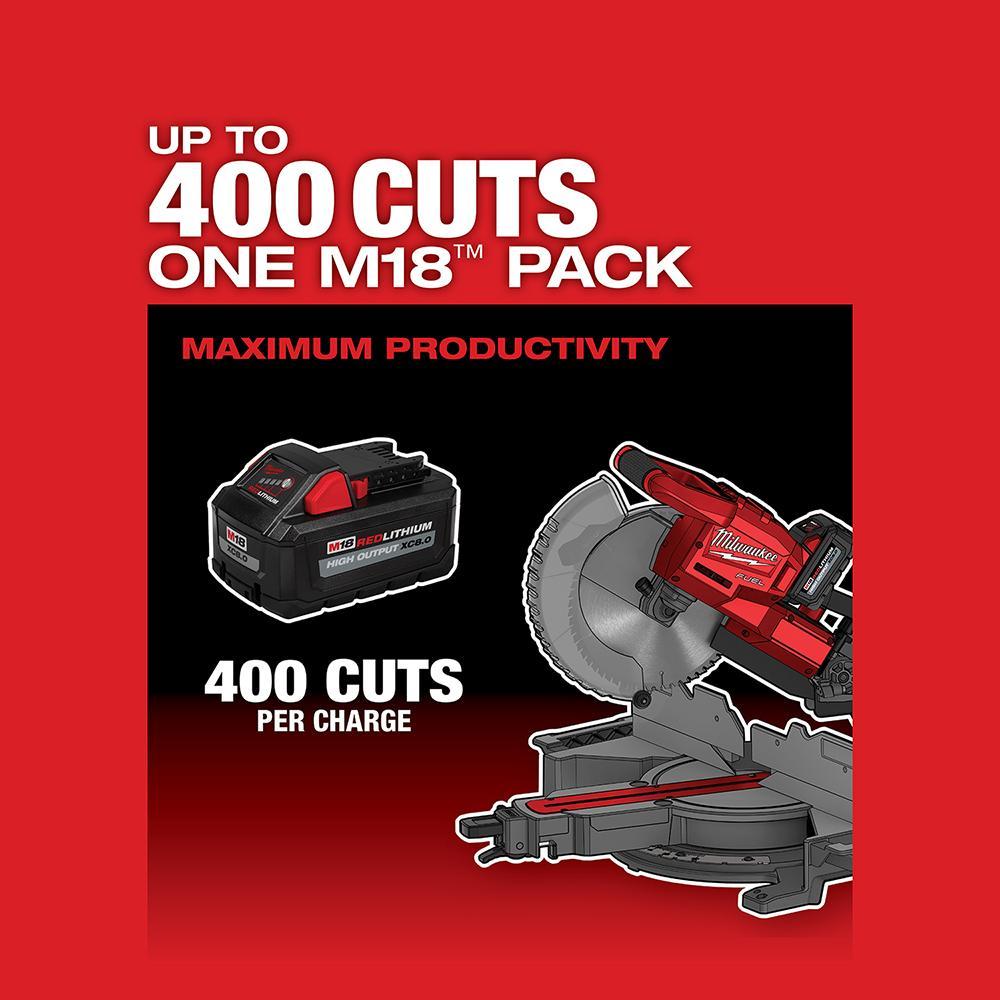 Milwaukee® 2734-20 Cordless Sliding Miter Saw, 10 in Dia Blade, 5/8 in Arbor/Shank, 2 x 12 in Cross Cut at 90 deg Cutting, 50 to 60 deg Miter, 48 deg Bevel
