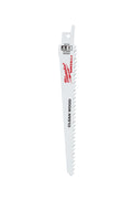 Milwaukee® SAWZALL® 48-00-5015 Fleam Ground Tapered Back Reciprocating Saw Blade, 6 in L x 3/4 in W, 6 TPI, Bi-Metal Body, Universal/Toothed Edge Tang