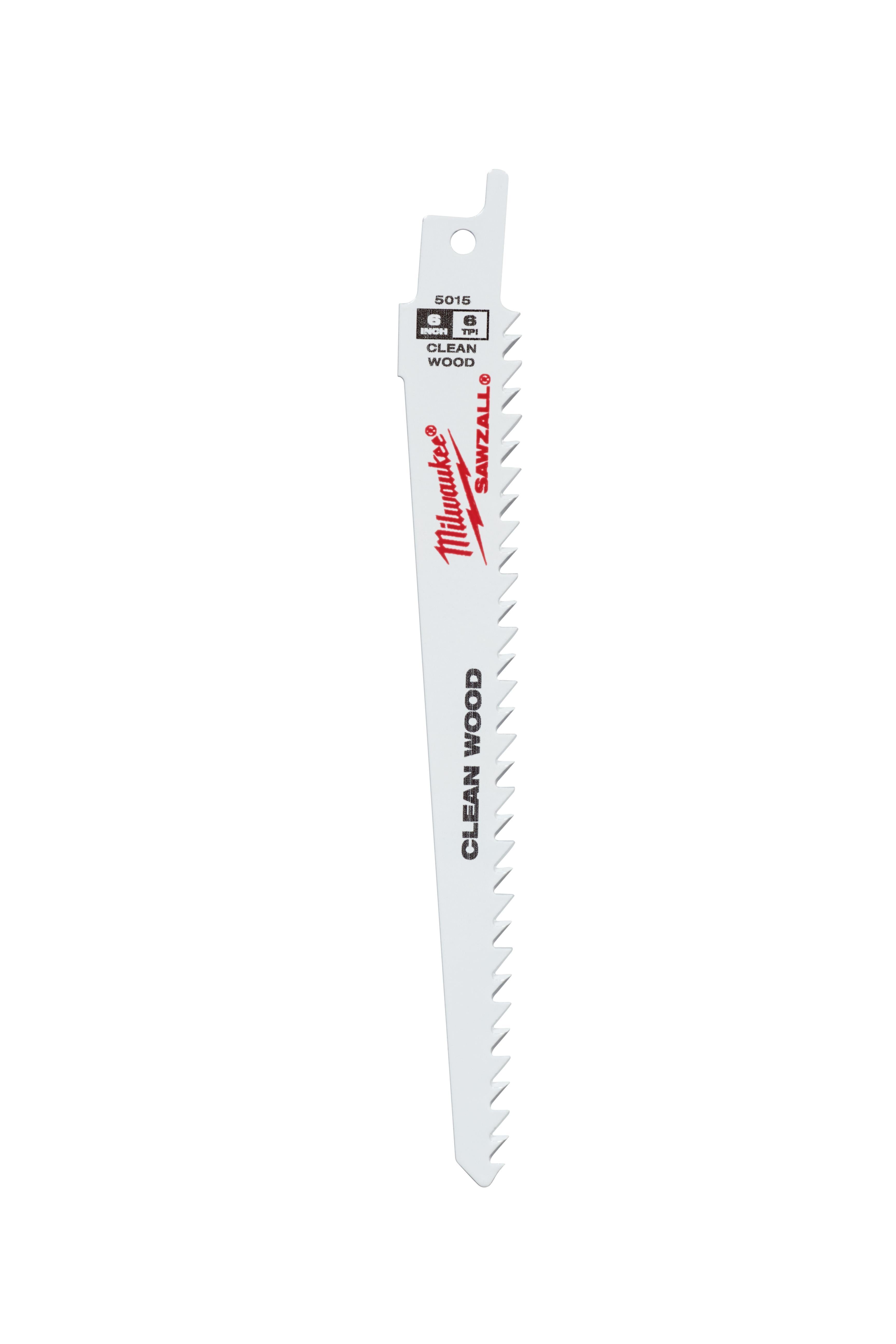 Milwaukee® SAWZALL® 48-00-5015 Fleam Ground Tapered Back Reciprocating Saw Blade, 6 in L x 3/4 in W, 6 TPI, Bi-Metal Body, Universal/Toothed Edge Tang