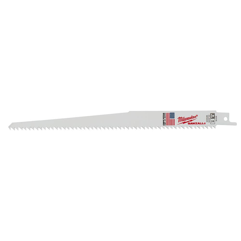Milwaukee® SAWZALL® 48-00-5016 Fleam Ground Tapered Back Reciprocating Saw Blade, 9 in L x 3/4 in W, 6 TPI, Bi-Metal Body, Universal/Toothed Edge Tang