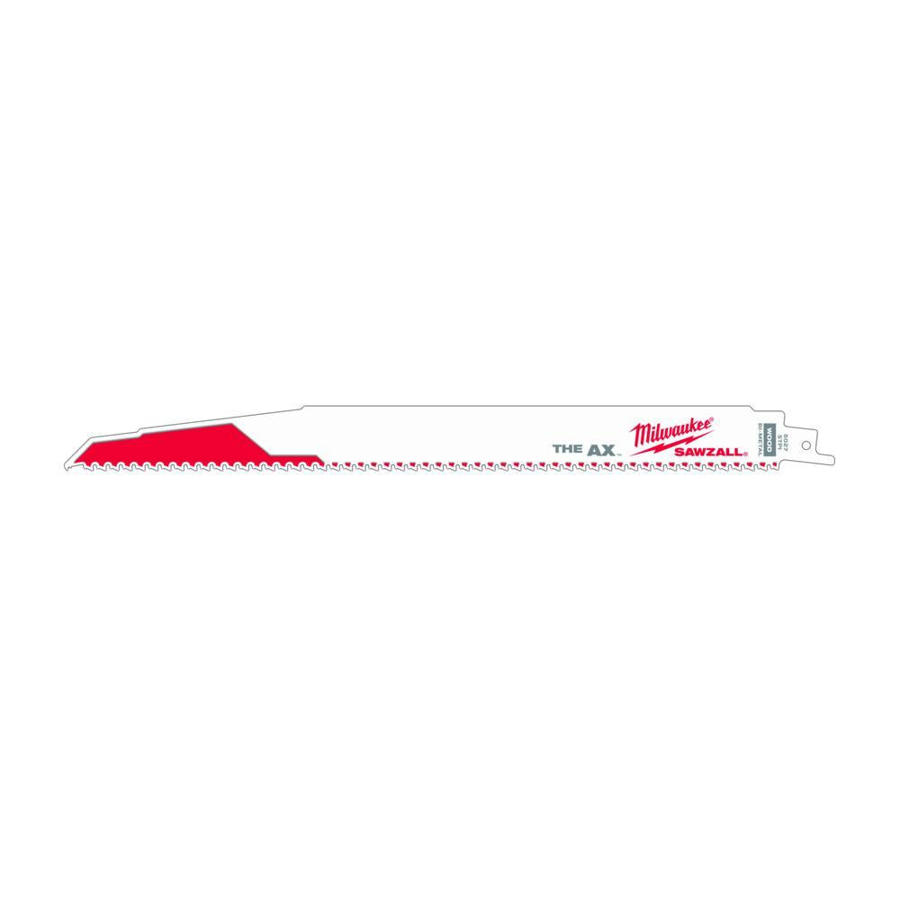 Milwaukee® SAWZALL® AX™ 48-00-5027 Demolition Tapered Back Reciprocating Saw Blade, 12 in L x 1 in W, 5 TPI, Bi-Metal Body, Universal/Toothed Edge Tang