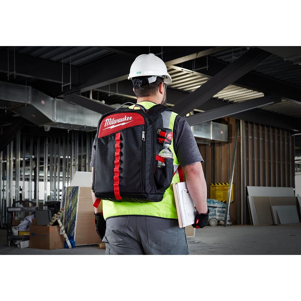 Milwaukee® 48-22-8202 Low Profile Backpack, 1680D Ballistic Nylon, Black/Red