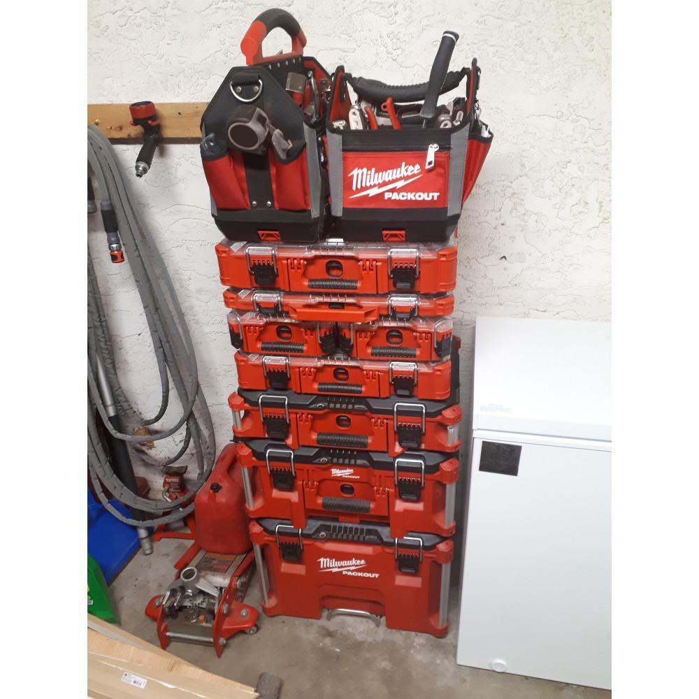Milwaukee® PACKOUT™ 48-22-8315 General Purpose Open Tool Tote, 1680D Ballistic Nylon, Black/Red