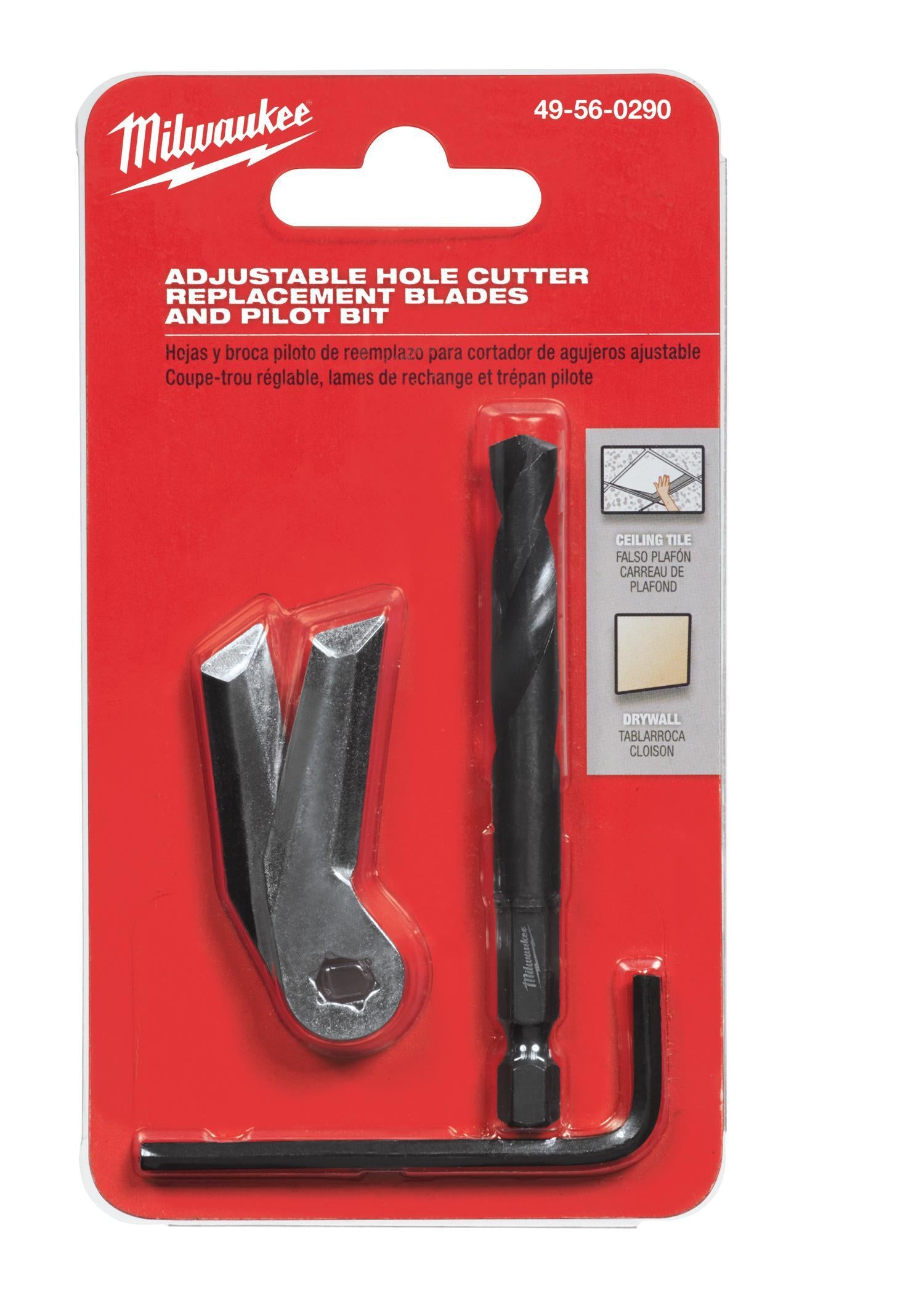 Milwaukee® 49-56-0290 Adjustable Hole Cutter Kit, For Use With 49-56-0290 and 49-56-0320 Adjustable Hole Cutter, 1 in D Cutting, 600 rpm, Black