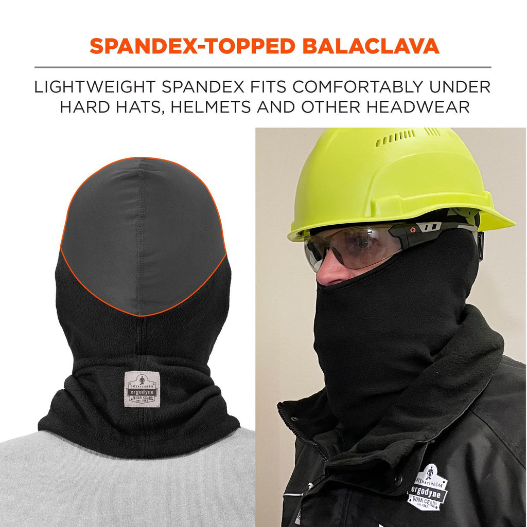 N-Ferno® 16822 Balaclava Face Mask With Spandex Top, Black, Polyester