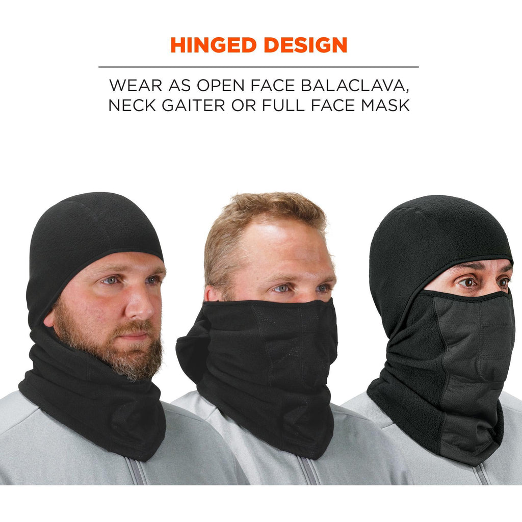 N-Ferno® 16823 Hinged Windproof Balaclava Face Mask, Black, Fleece