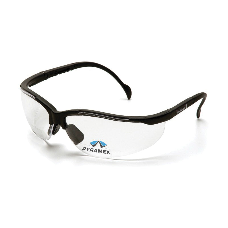Pyramex® SB1810R30 Bi-Focal Lens Safety Reading Glasses, +3 Diopter, Clear Lens, Black, Nylon/Polycarbonate Frame, Polycarbonate Lens, Yes UV Protection, ANSI Z87.1+, CE EN166 c SEI CAN/CSA Z94.3-15, MIL-PRF 32432