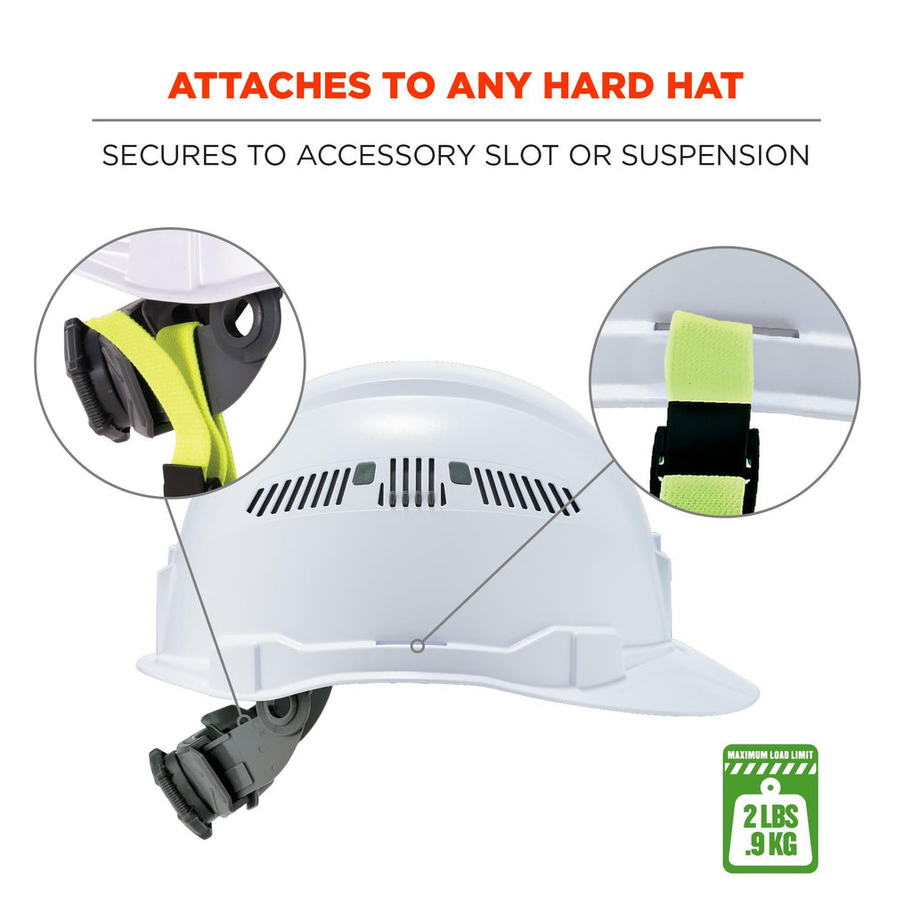 Squids® 19155 3155 Standard Lanyard With Clamp, For Use With Clamp Hard Hat, 2 lb Working, Elastic/Elastomer, Lime
