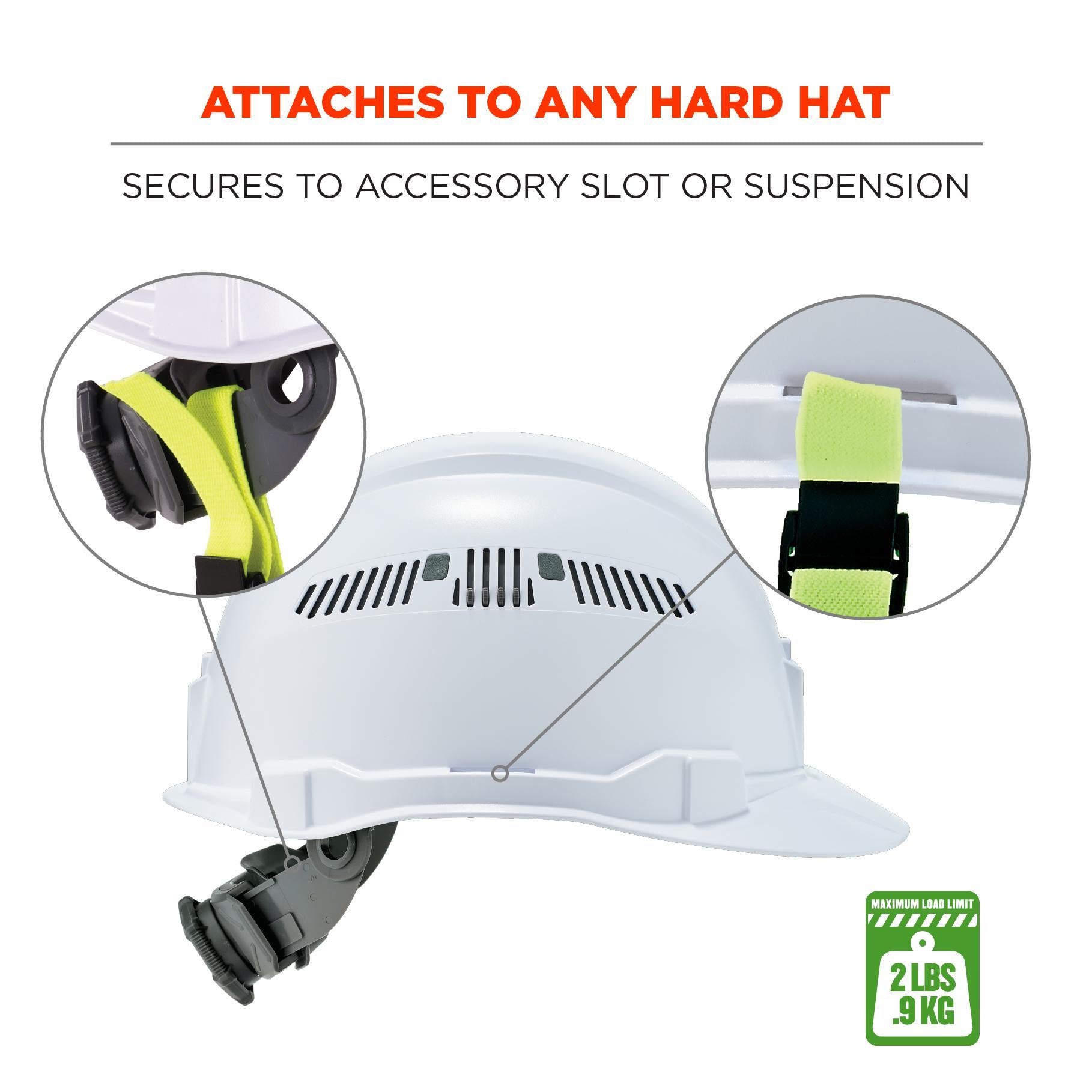 Squids® 19155 3155 Standard Lanyard With Clamp, For Use With Clamp Hard Hat, 2 lb Working, Elastic/Elastomer, Lime