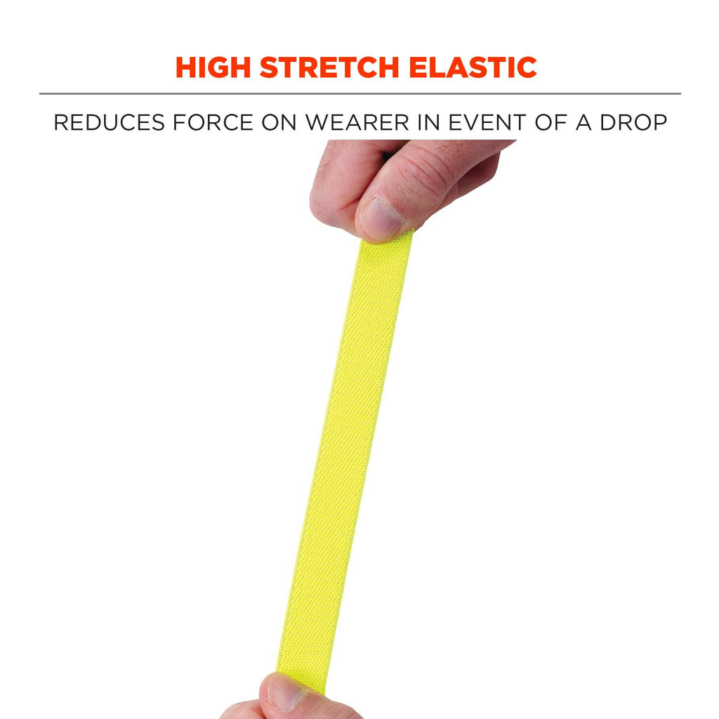 Squids® 19155 3155 Standard Lanyard With Clamp, For Use With Clamp Hard Hat, 2 lb Working, Elastic/Elastomer, Lime