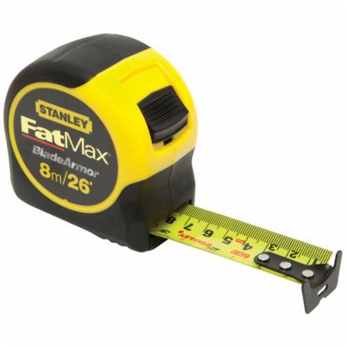 Stanley® 33-726 Reinforced Tape Rule, 26 ft L Blade x 1-1/4 in W Blade, Mylar® Polyester Film Blade, Graduations Metric/Fractional