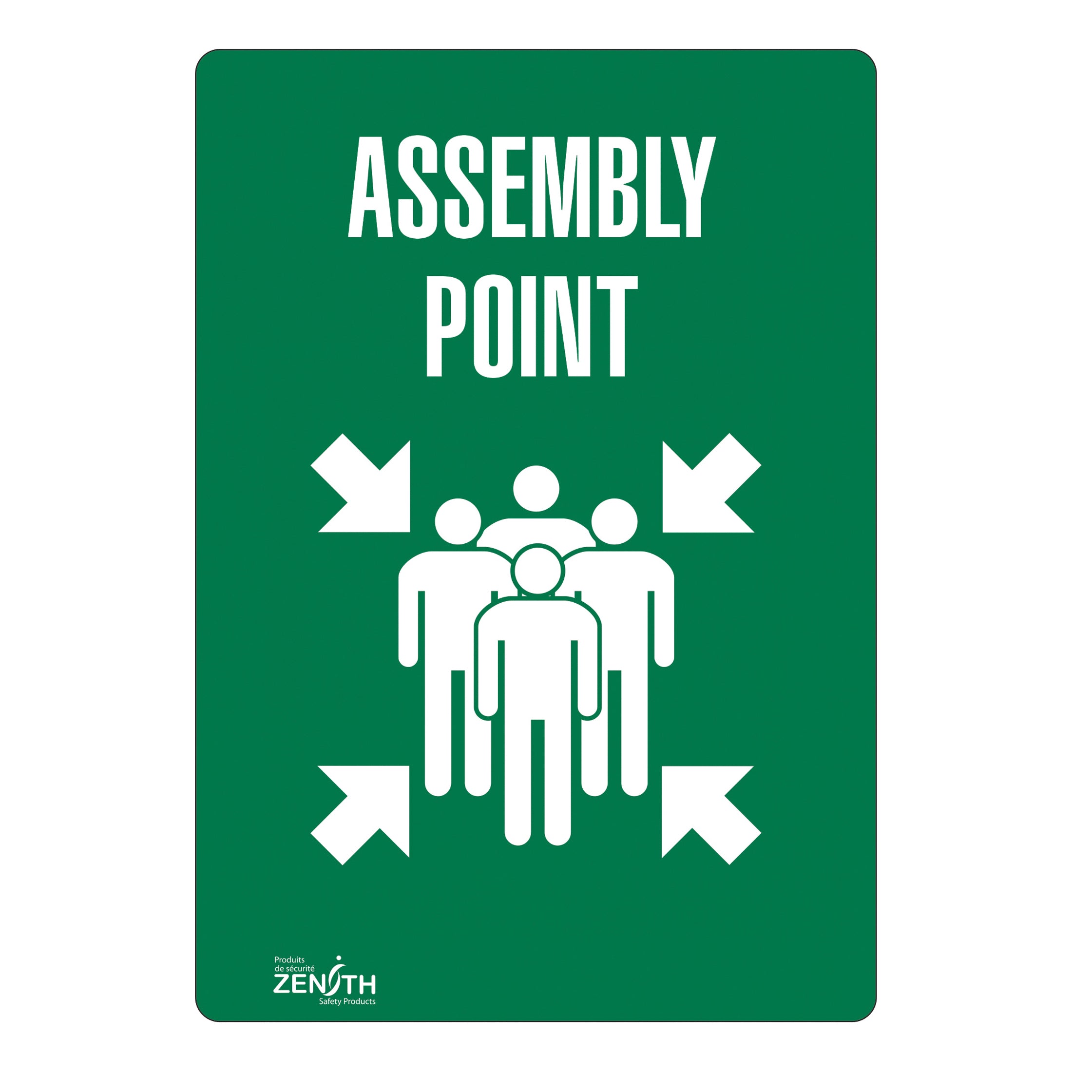 Zenith® SGP174 English Fire and Emergency Sign, 10 in H x 7 in W, Vinyl, Adhesive Mount