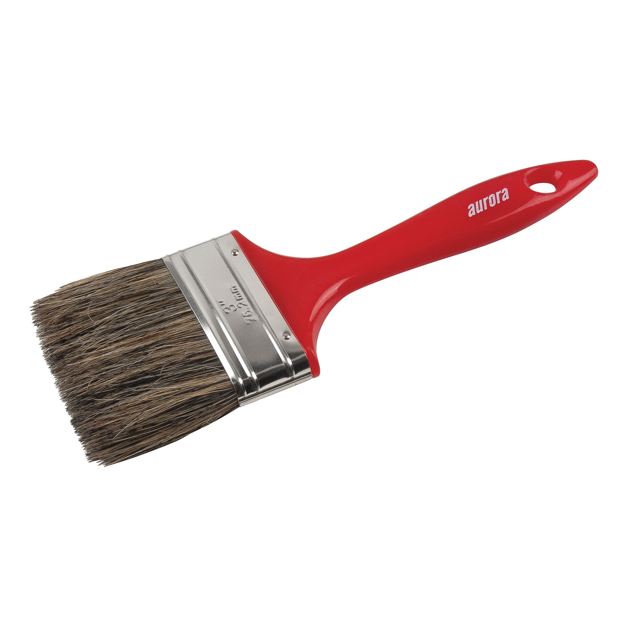 aurora tools® KP302 AP300 Flat Paint Brush, 2 in L x 3 in W x 5/8 in THK Natural Bristle Brush, Plastic Handle, Oil Based