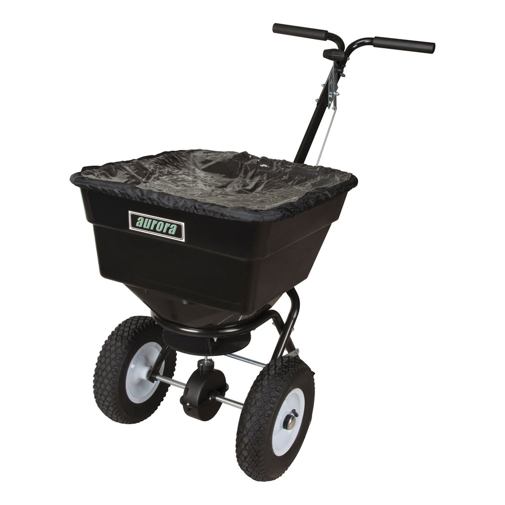 aurora tools® NJ142 Broadcast Spreader, 100 lb Capacity, Pneumatic Wheel