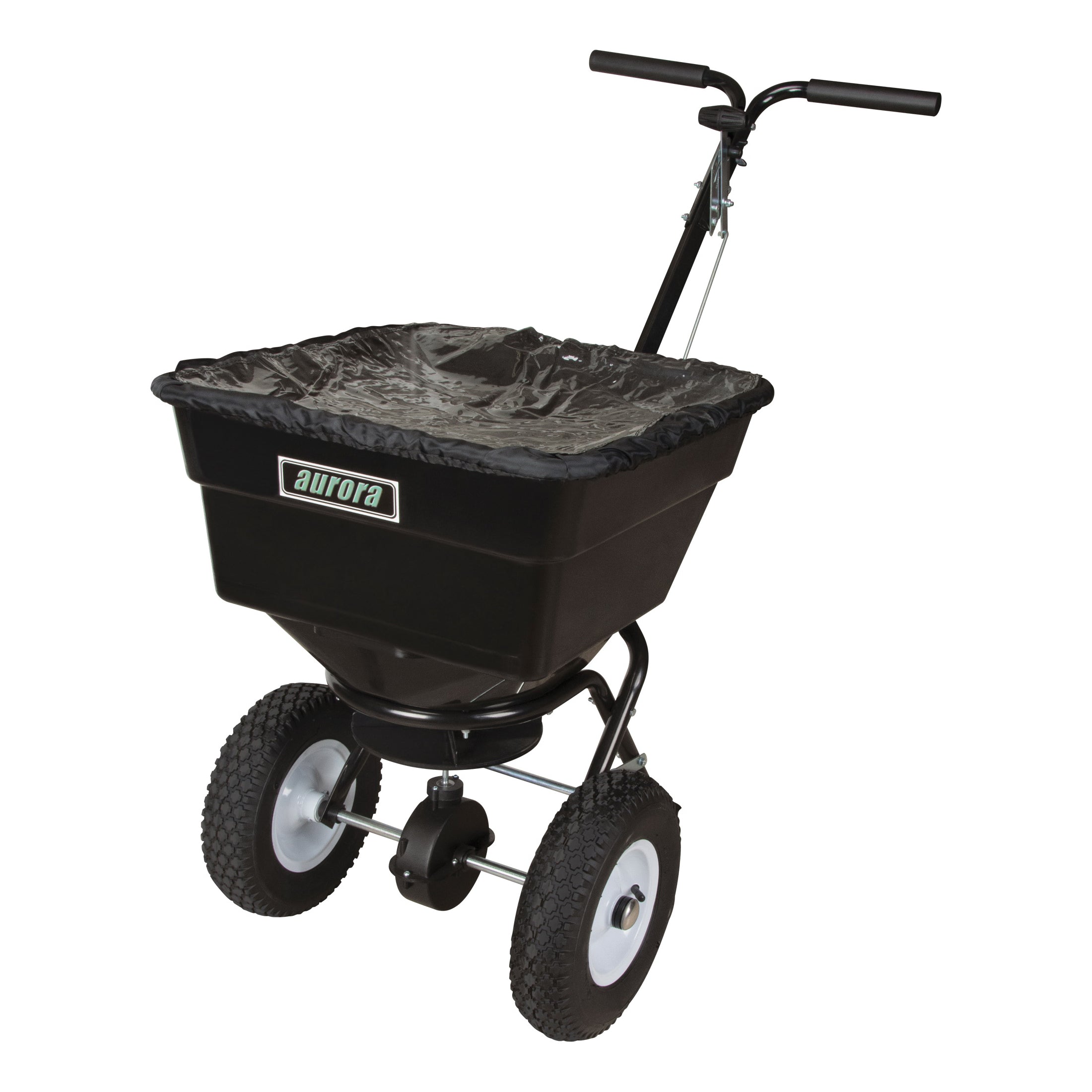 aurora tools® NJ142 Broadcast Spreader, 100 lb Capacity, Pneumatic Wheel
