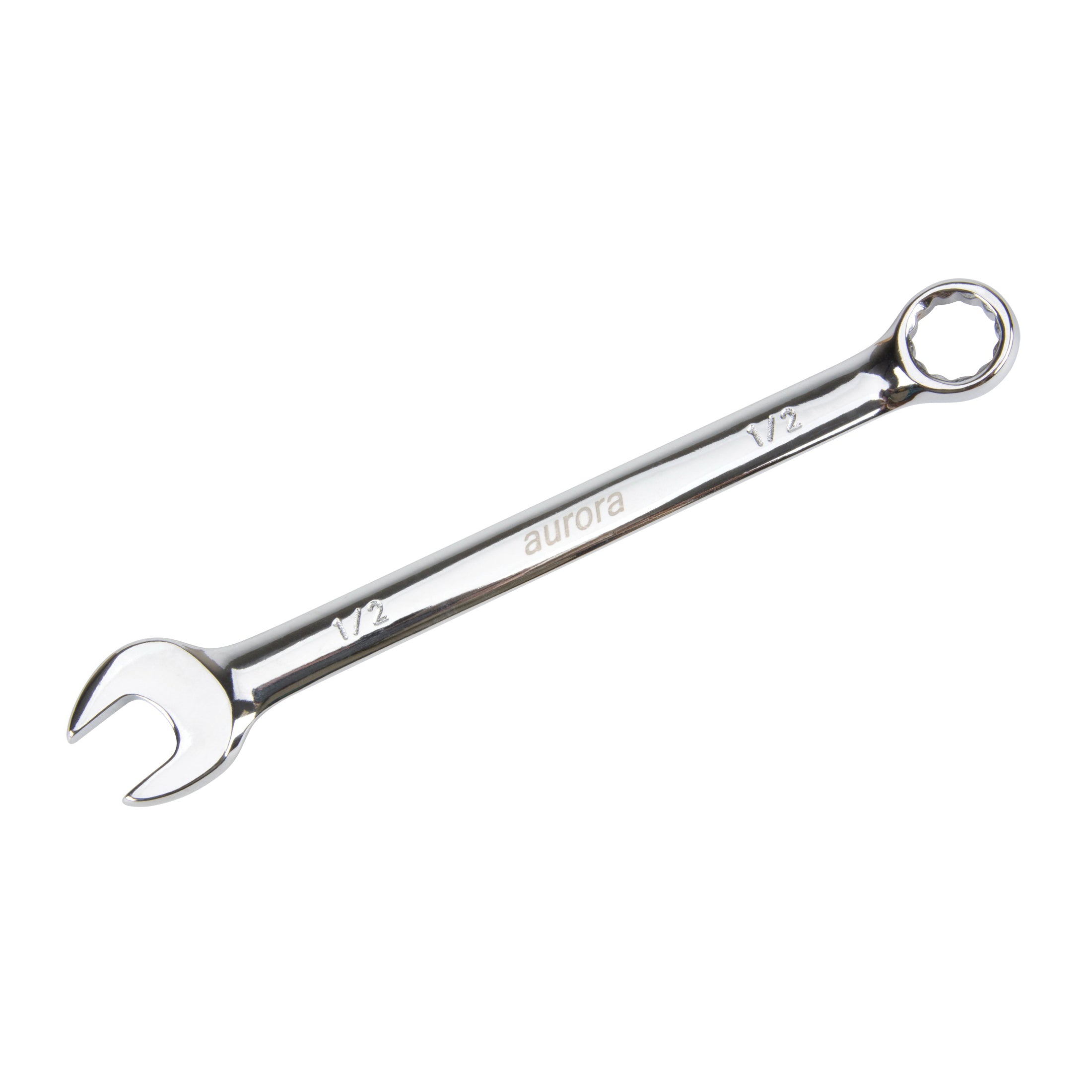 aurora tools® TYK604 Combination Wrench, 1/2 in Wrench, 12 Points, 6-3/4 in OAL, Vanadium Steel, Polished Chrome, ANSI Specified