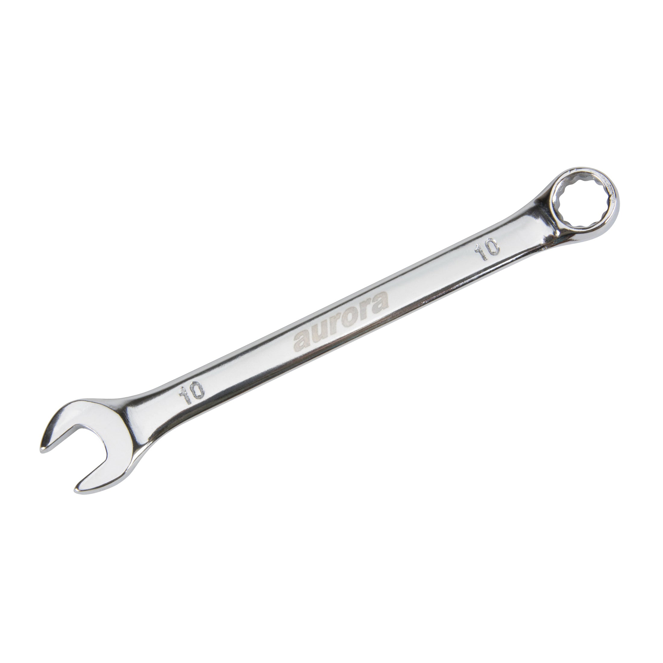 aurora tools® TYK620 Combination Wrench, 10 mm Wrench, 12 Points, 151 mm OAL, Vanadium Steel, Polished Chrome, ANSI Specified