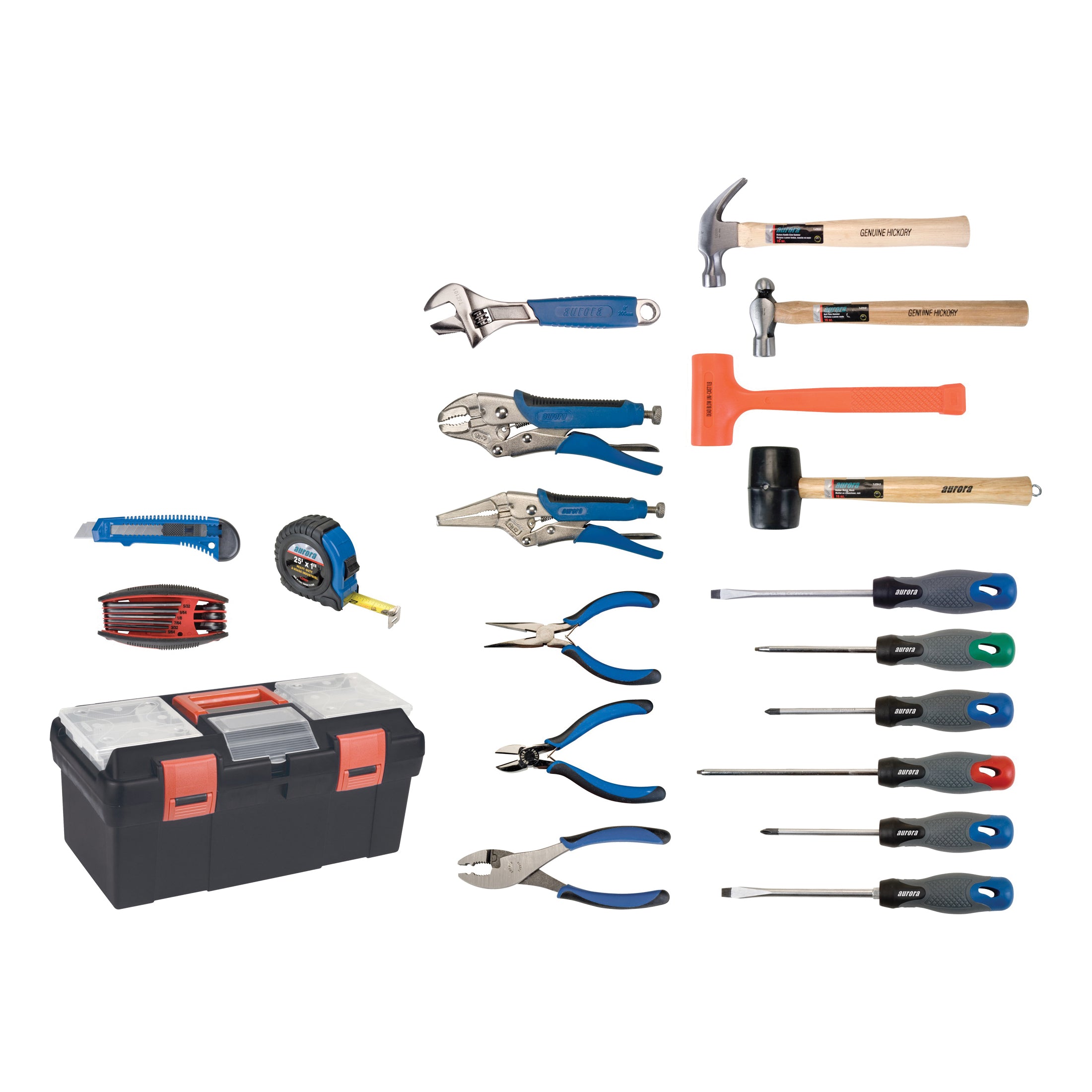 aurora tools® TYP013 Essential Tool Set With Plastic Tool Box, 28 Pieces