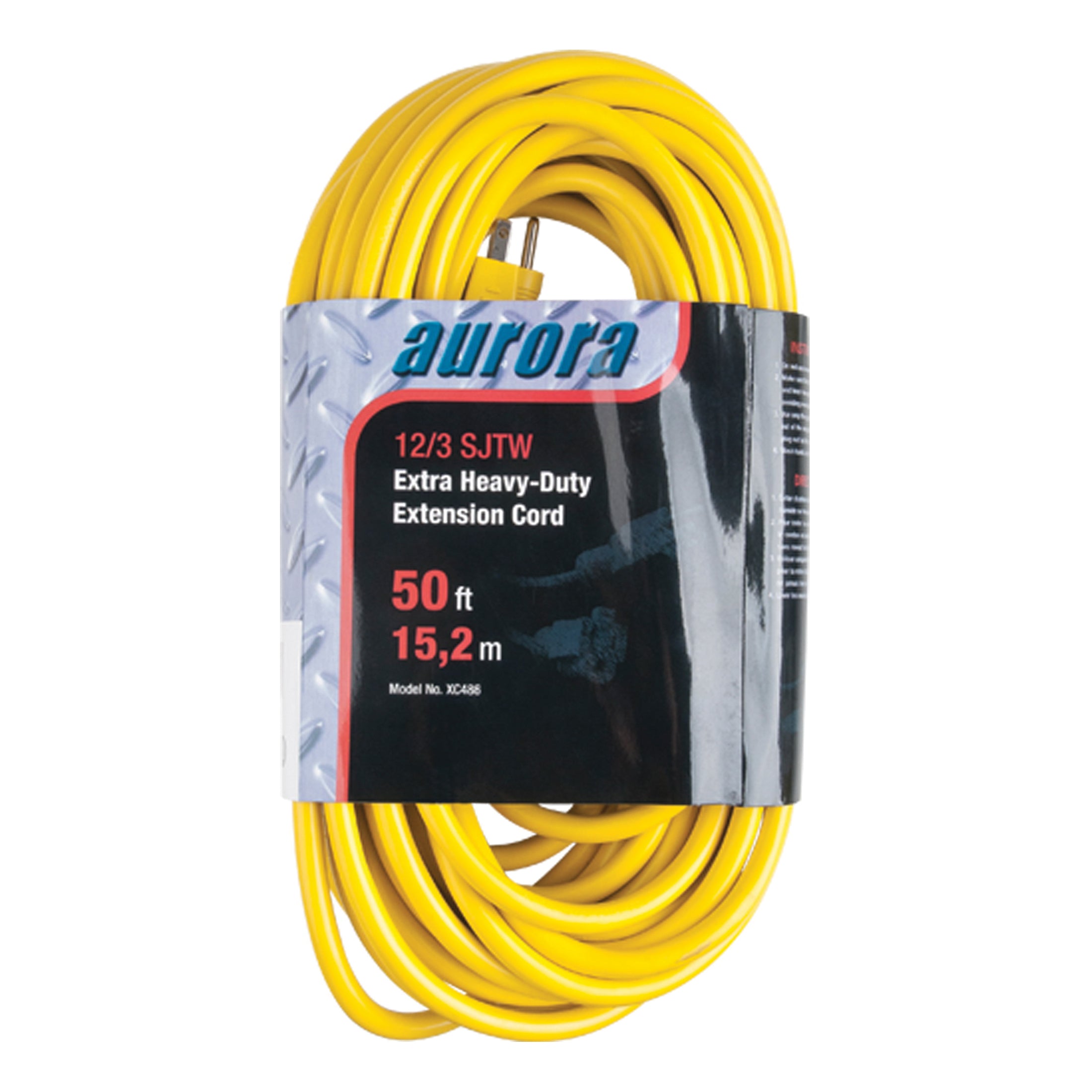 aurora tools® XC486 Extra Heavy Duty SJTW Extension Cord, 300 V, 15 A, 1875 W, 50 ft L Cord, 3 Conductors
